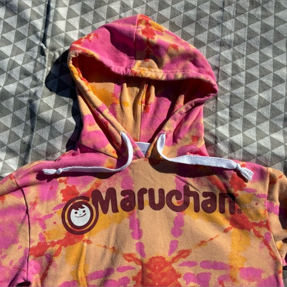 Maruchan Pink & Orange Tie-Dye Crop Top Hoodie XS - Picture 3 of 6